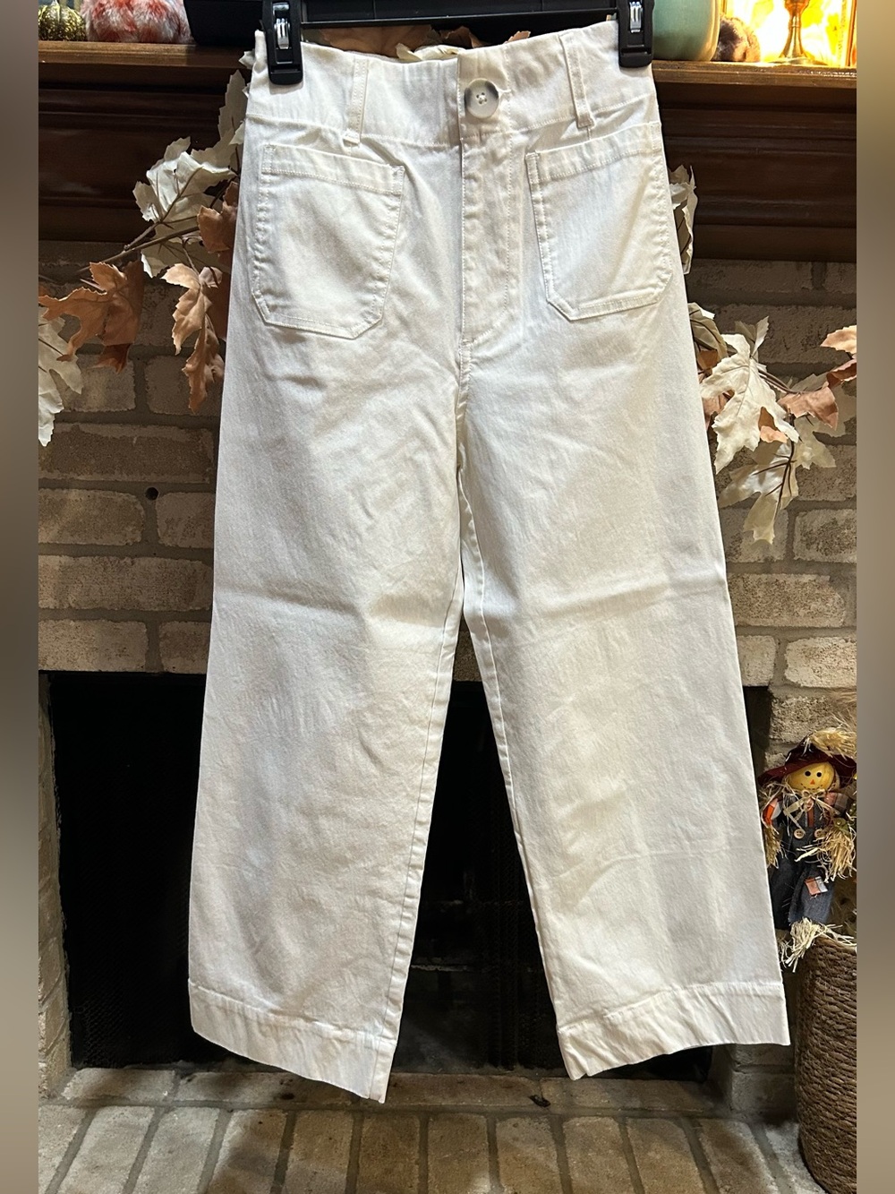 Women's White High-Rise Wide-Leg Chinos EUC